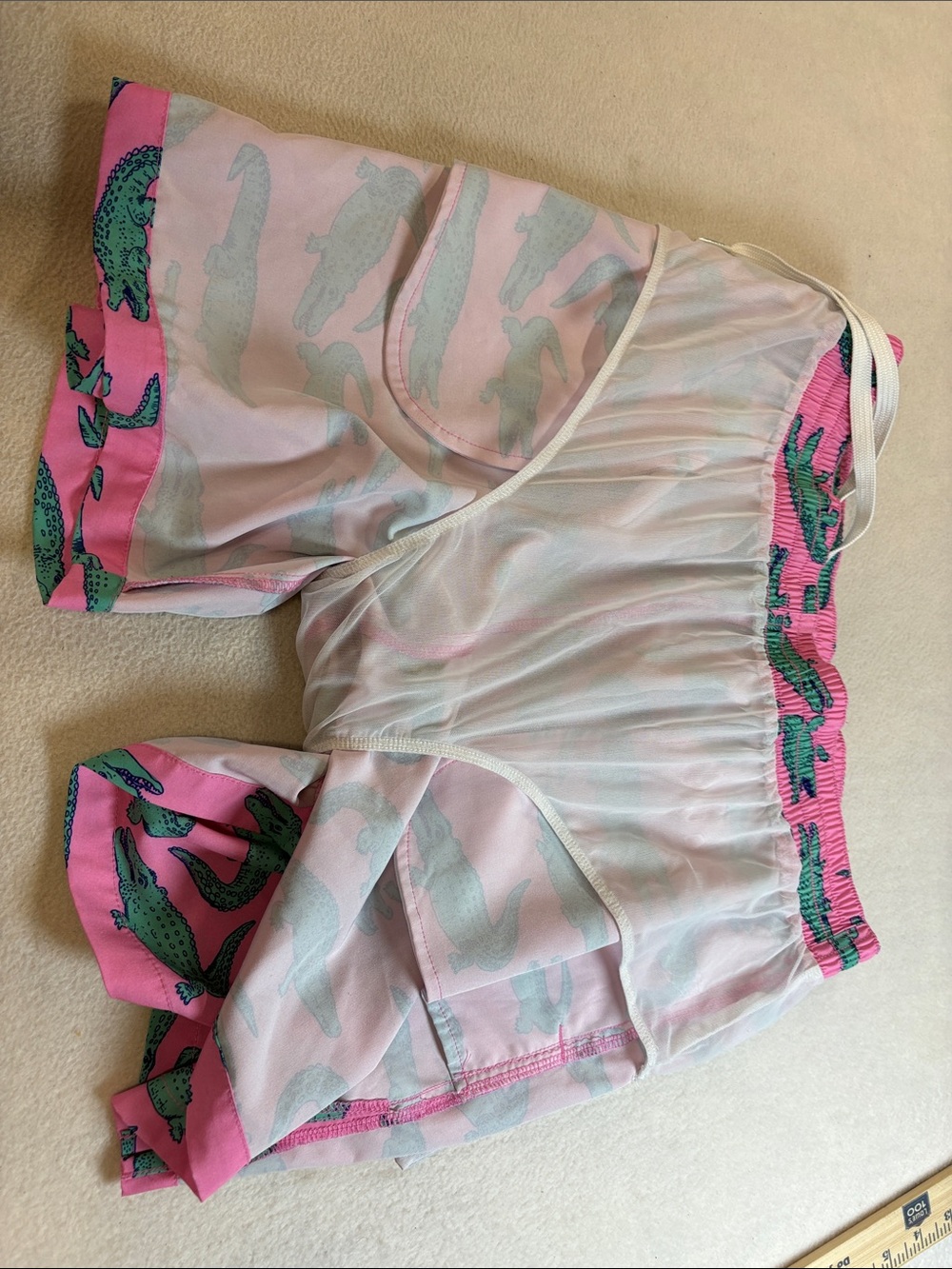 chubbies Pink Swim Trunks with Green Alligator Print - Picture 3 of 8